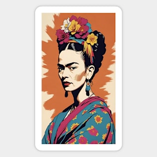 Frida's Colorful Expression: Vibrant Portrait Magnet